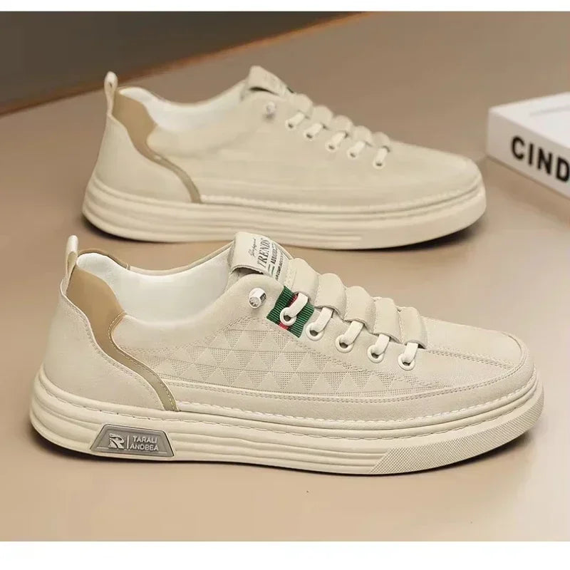 Sapatos casuais masculinos de couro branco - Eleve seu estilo