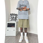 Shorts de camurça masculino verão all-match calças cortadas pernas largas soltas