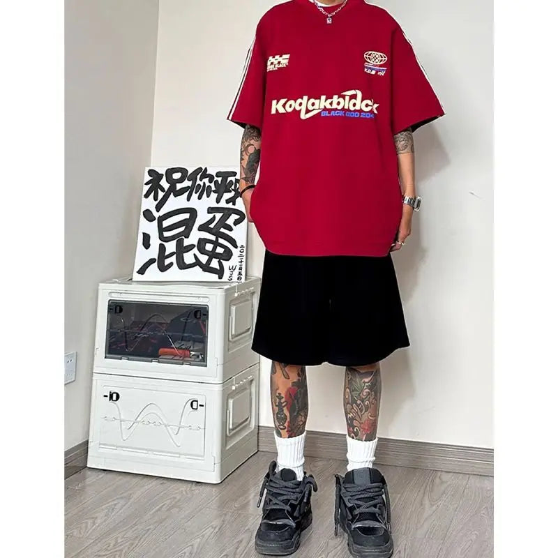 Shorts de camurça masculino verão all-match calças cortadas pernas largas soltas